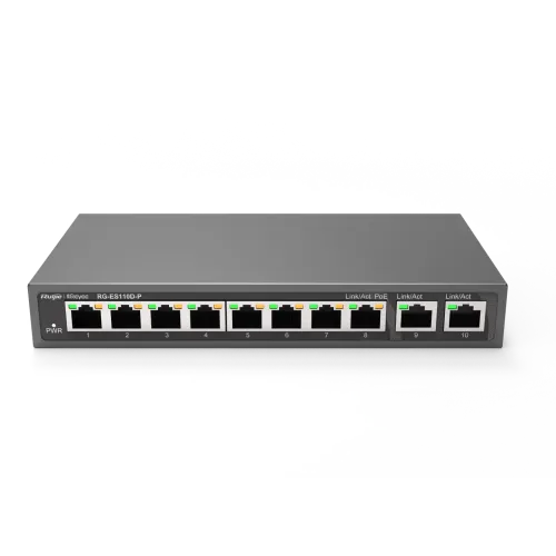 Ruijie RG-ES110D-P Unmanaged PoE Switch — 10-Port Desktop
