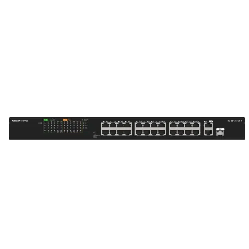 Ruijie RG-ES126FGS-LP Unmanaged PoE Switch — 24× 10/100 + 2× Gigabit