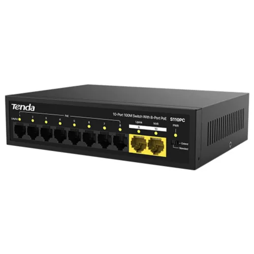 Tenda S110PC Unmanaged PoE Switch — 10-Port 100M