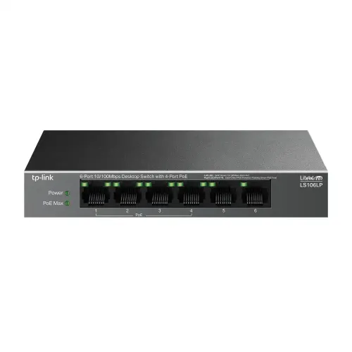 TP-Link LS106LP Desktop Switch — 6-Port 10/100Mbps with 4-Port PoE