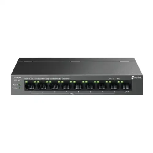 TP-Link LS109P PoE Switch — 9-Port 10/100Mbps with 8× PoE+