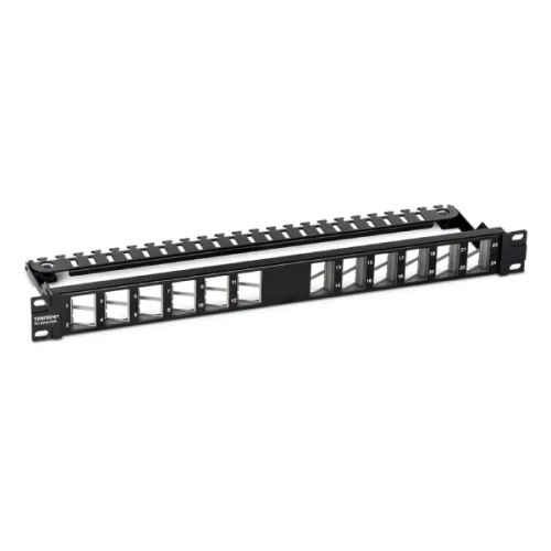TRENDnet TC-KP24SA Angled Shielded Keystone Patch Panel — 24-Port, 1U Blank