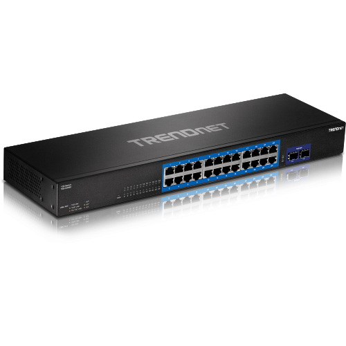 TRENDnet TEG-30262 Gigabit Switch — 24-Port with 2 x 10G SFP+ Slots