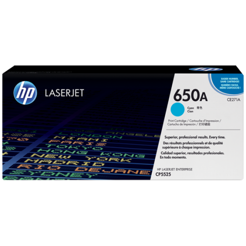 HP 650A Original LaserJet Toner — Cyan, For CLJ CP5525N, DN