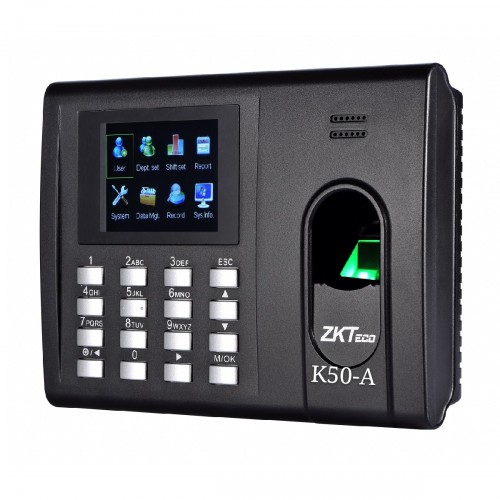 ZKTeco K50A Fingerprint Time Attendance & Access Control Terminal — with Adapter